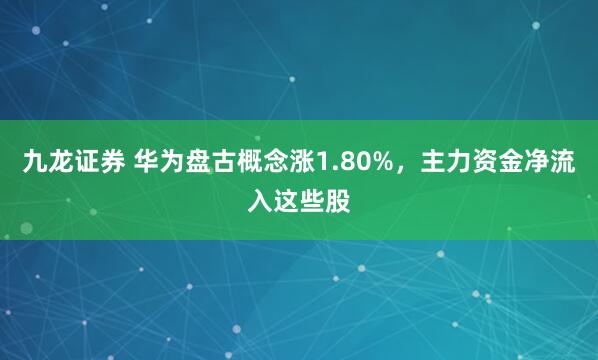 九龙证券 华为盘古概念涨1.80%，主力资金净流入这些股