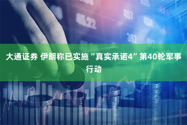 大通证券 伊朗称已实施“真实承诺4”第40轮军事行动